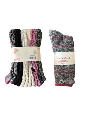 Lucky Brand 6 Pair Boot Socks Crew Length